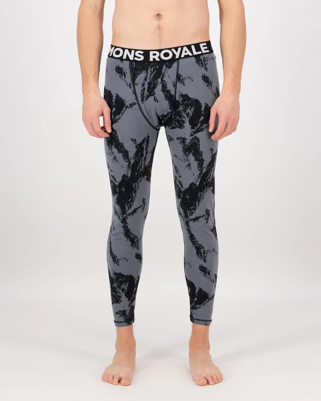 Mons Royale Cascade Merino Base Layer Legging, Mtn Pixel Grey, Grösse XXL