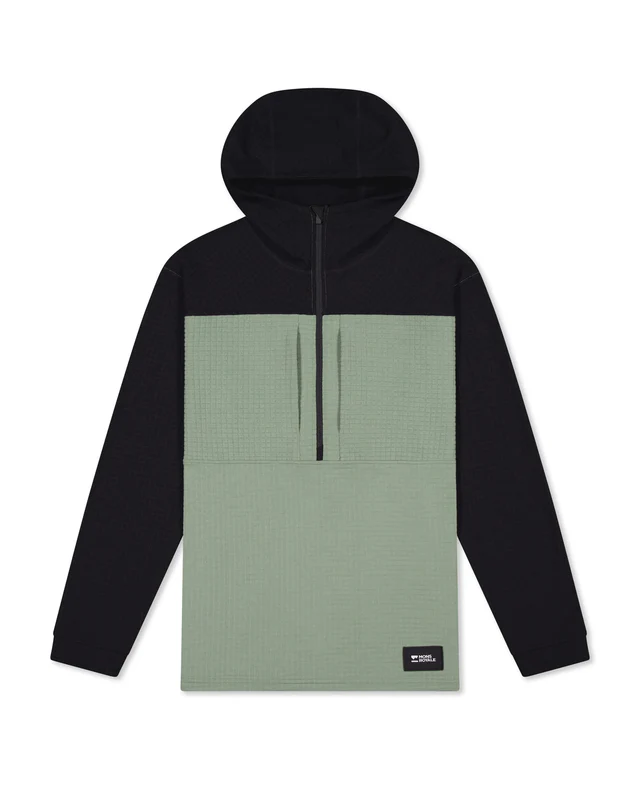 Mons Royale Offgrid Merino Fleece 1/2 Zip Long Sleeve, Willow / Black, Grösse M