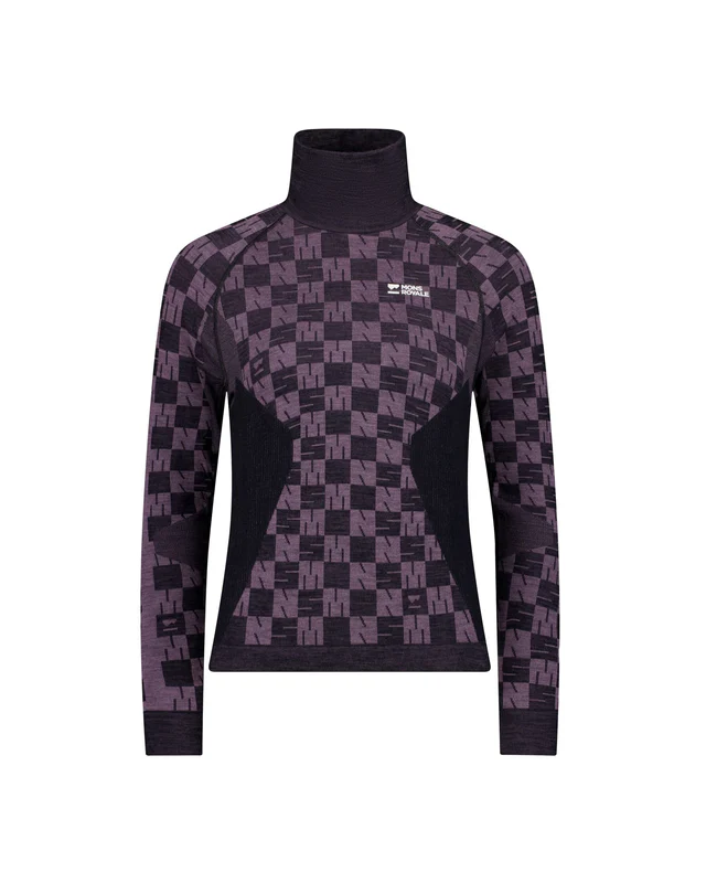 Mons Royale Ascender Merino Seamless Long Sleeve, Mauve / Black, Grösse M
