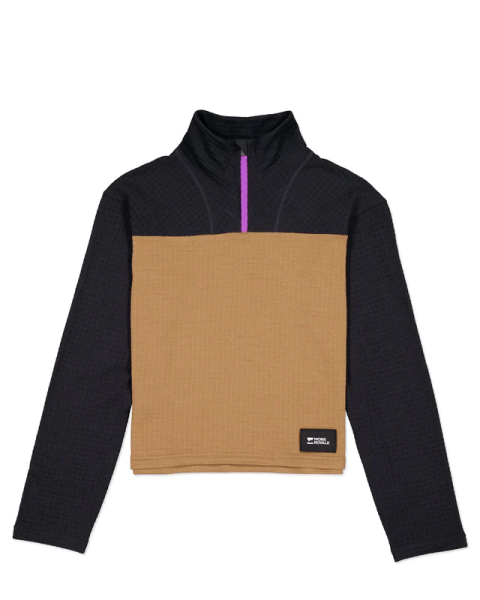 Mons Royale Offgrid Merino Fleece Long Sleeve, Black / Toffee,