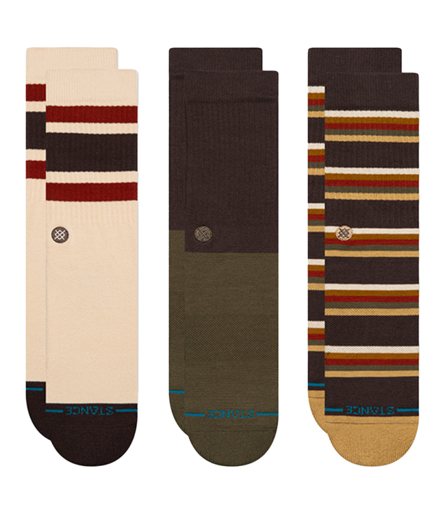 Stance Mill House 3 Pack Crew, dark brown, Grösse M