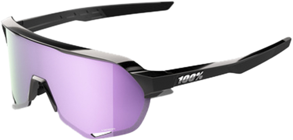 100percent 100% S2 - Polished Black - HiPER Polarized Lavender Mirror