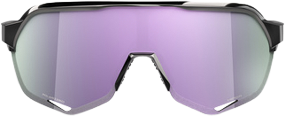 100percent 100% S2 - Polished Black - HiPER Polarized Lavender Mirror