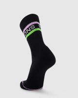 Mons Royale Signature Merino Crew Sock, Black / Lime / Pastel Purple, Grösse M