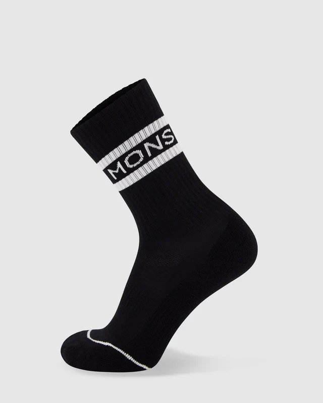 Mons Royale Signature Merino Crew Sock, Black / White, Grösse S