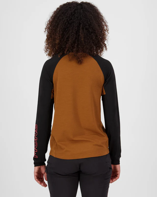 Mons Royale Tarn Merino Long Sleeve, Caramel / Black