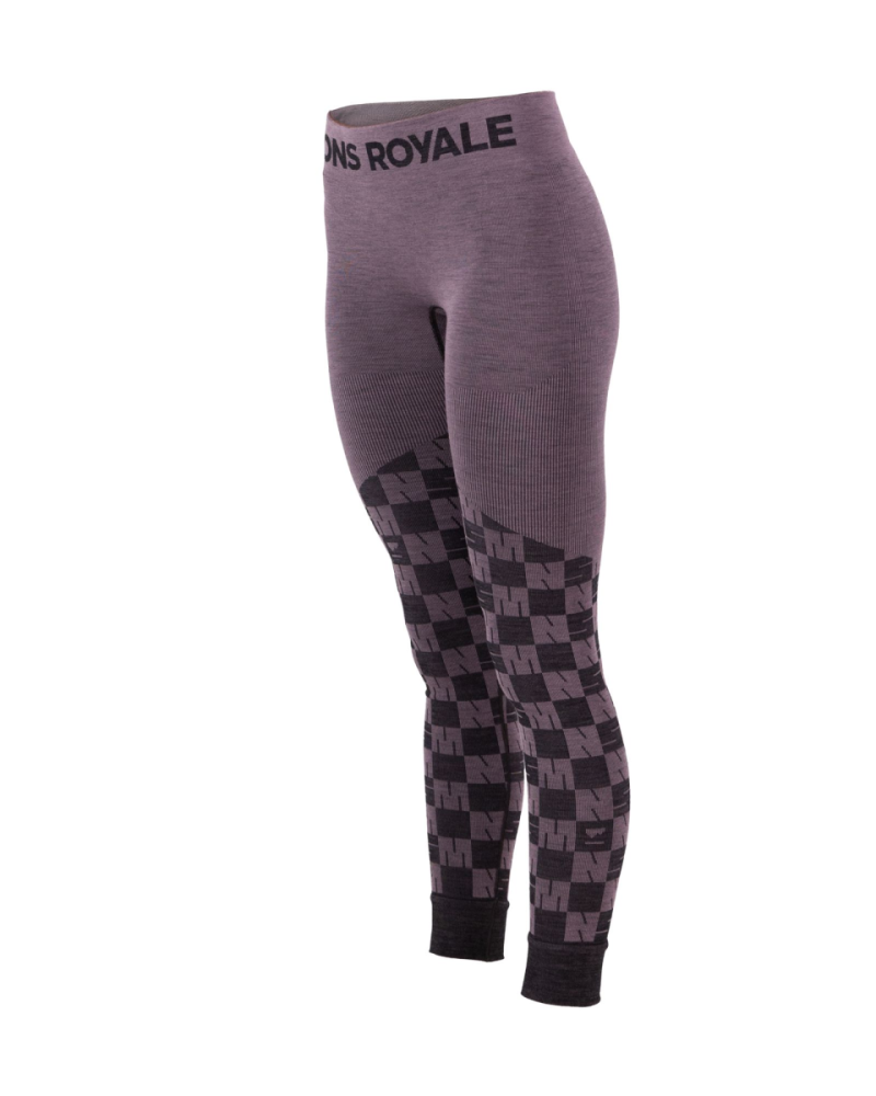 Mons Royale Ascender Merino Base Layer Legging, Mauve / Black, Grösse XL