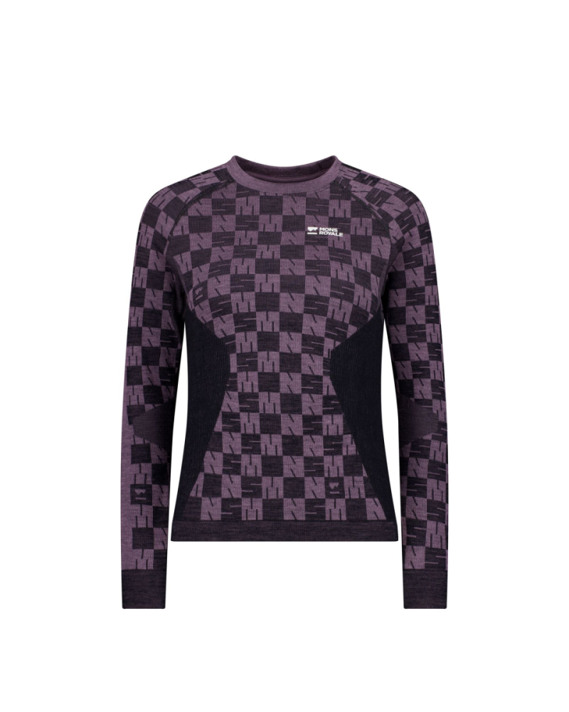 Mons Royale Ascender Merino Base Layer Long Sleeve, Mauve / Black, Grösse XL