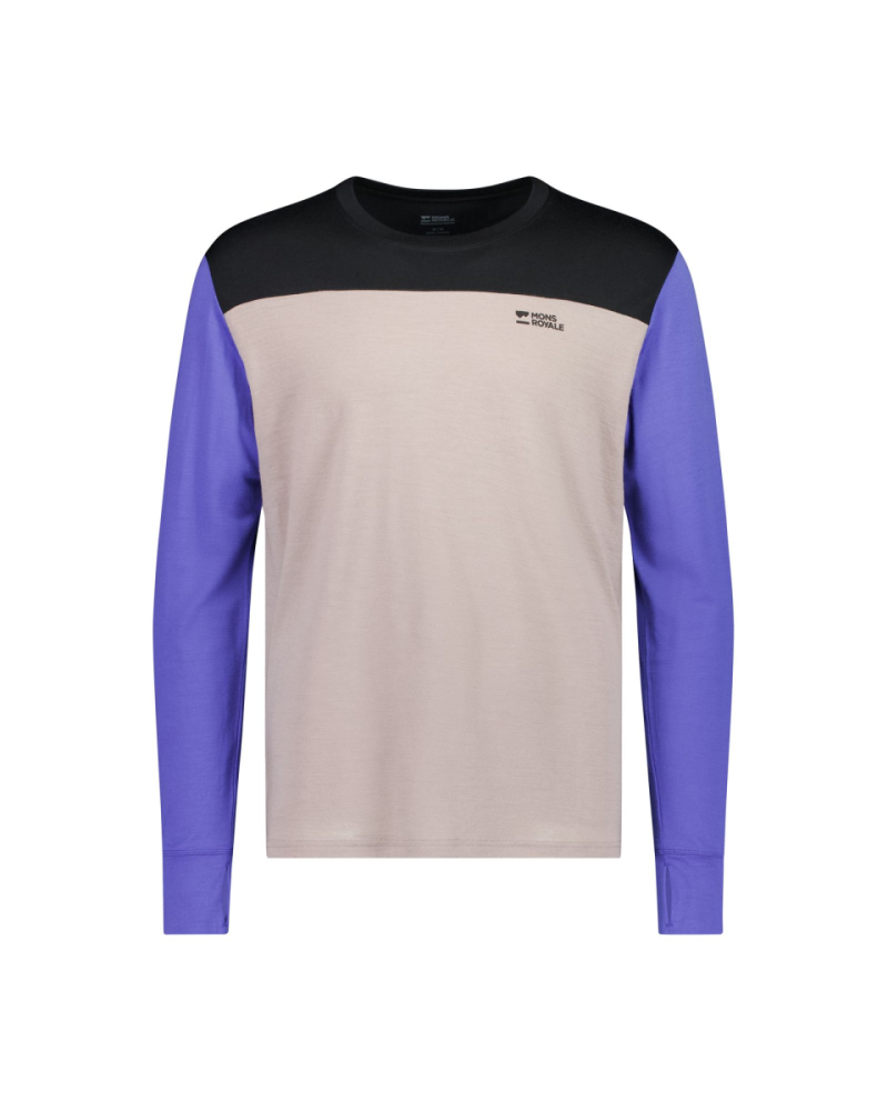 Mons Royale Yotei Merino Long Sleeve, Cinder / Blue Dusk / Black, Grösse L