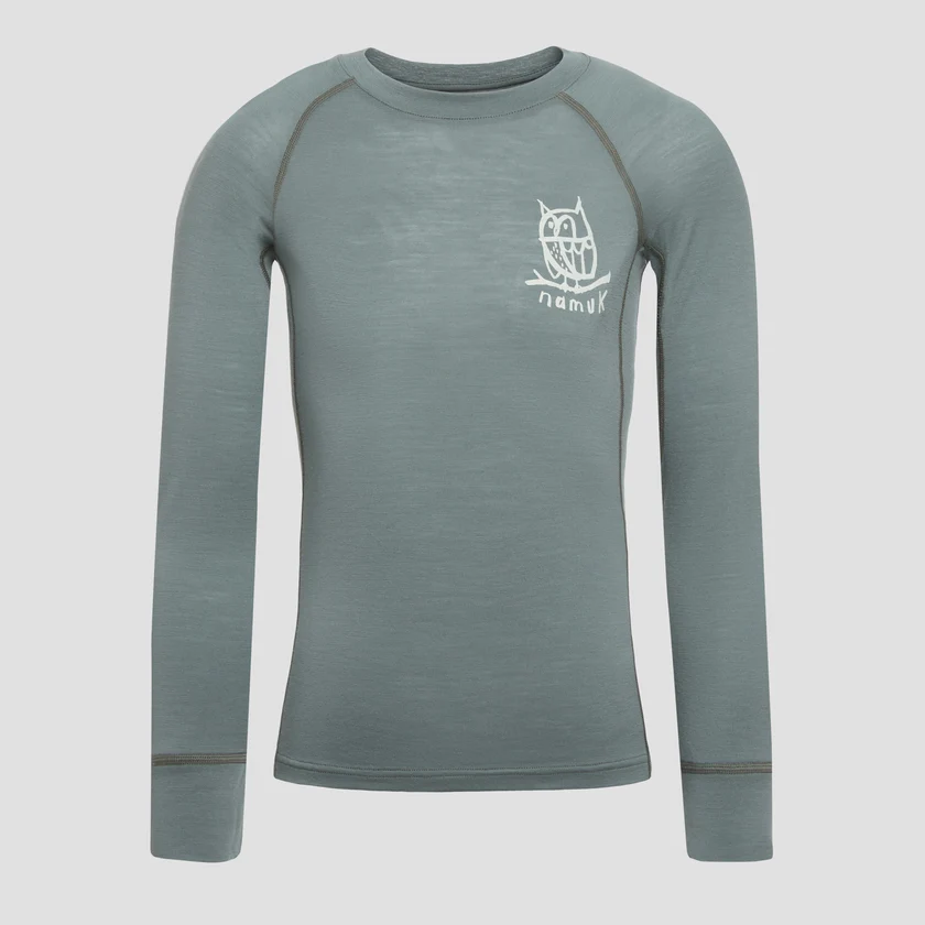 Namuk Uil Merino Longsleeve "Elo" Moss green 116/122