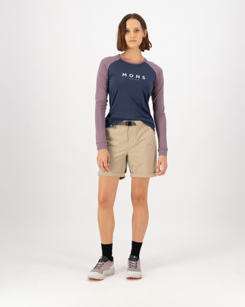 Mons Royale Icon Merino Raglan Long Sleeve, Midnight / Mauve, Grösse L