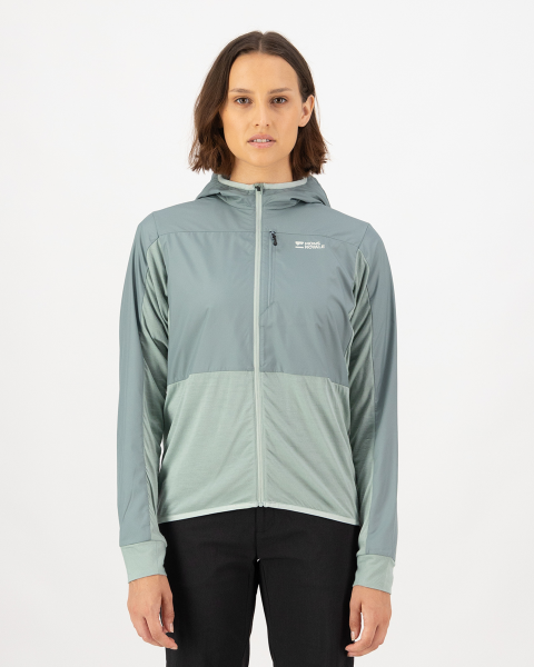 Mons Royale diversion merino wind jacket, dew / desert sage