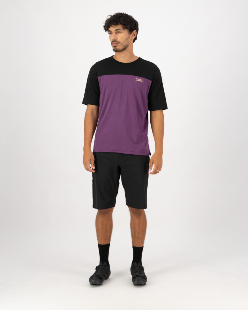 Mons Royale Diversion Merino Bike Jersey Short Sleeve, Boysenberry / Black, Grösse S