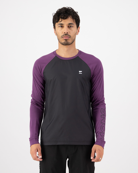 Mons Royale tarn merino bike wind jersey, black / boysenberry