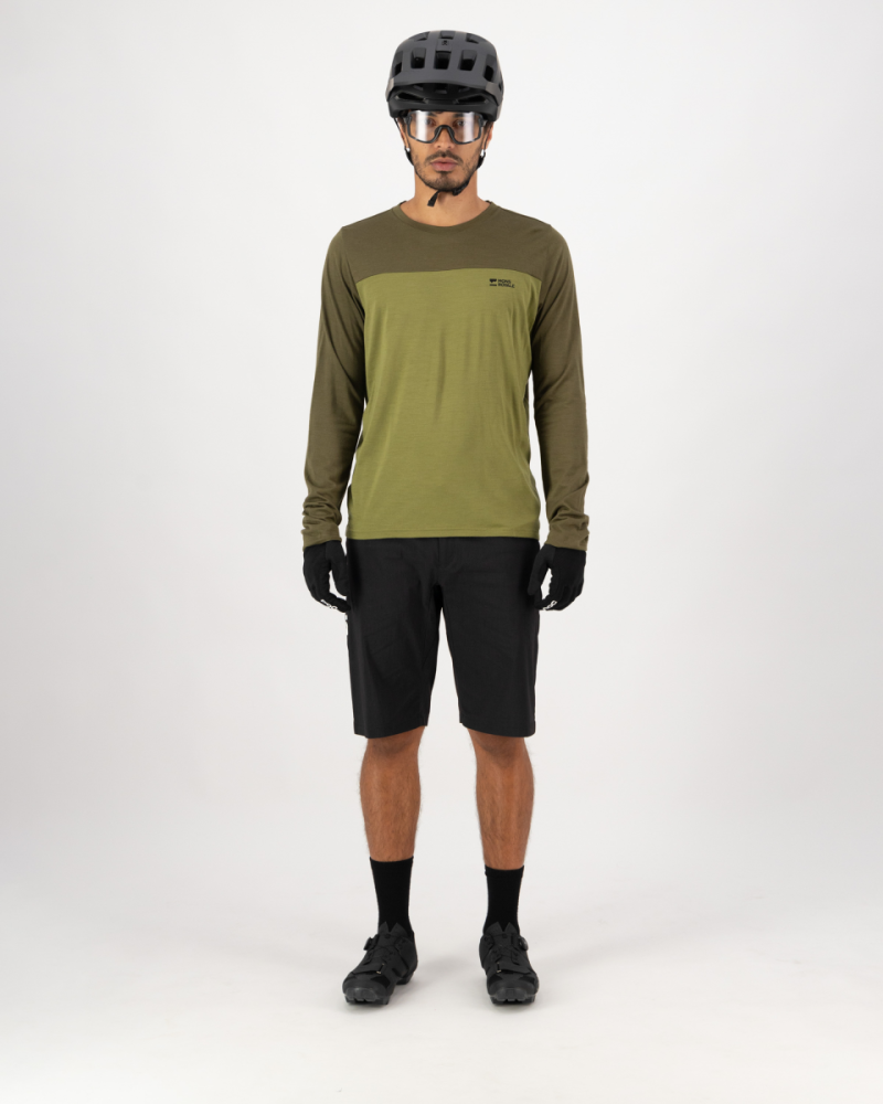 Mons Royale Diversion Merino Bike Jersey Long Sleeve, Fern / Olive, Grösse L