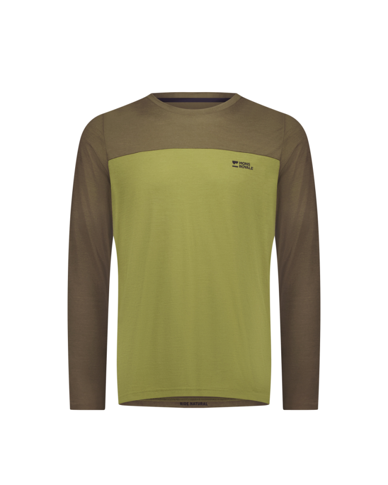 Mons Royale Diversion Merino Bike Jersey Long Sleeve, Fern / Olive, Grösse L