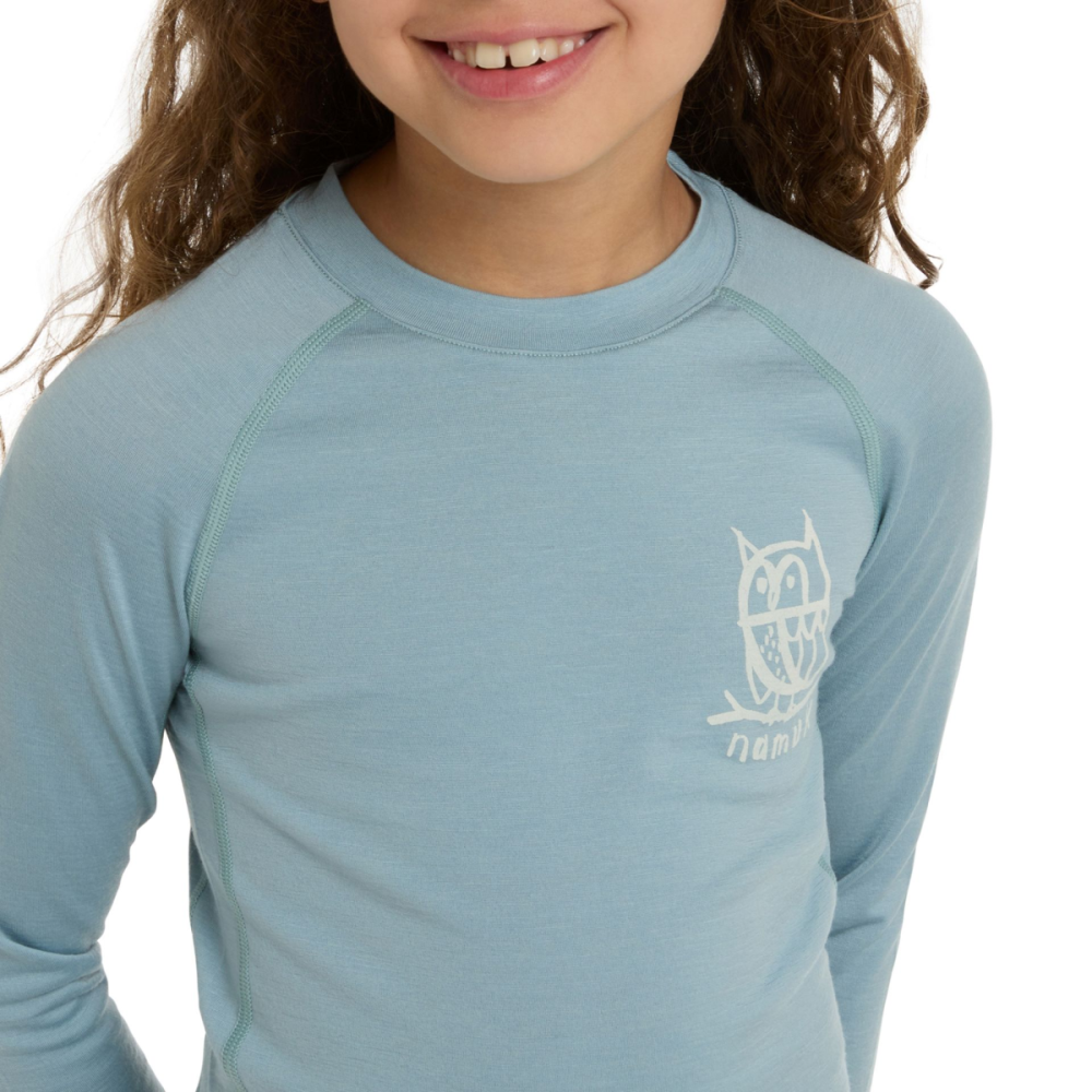 Namuk Uil Merino Longsleeve "Elo", Ice blue / Sunset rose, 116/122